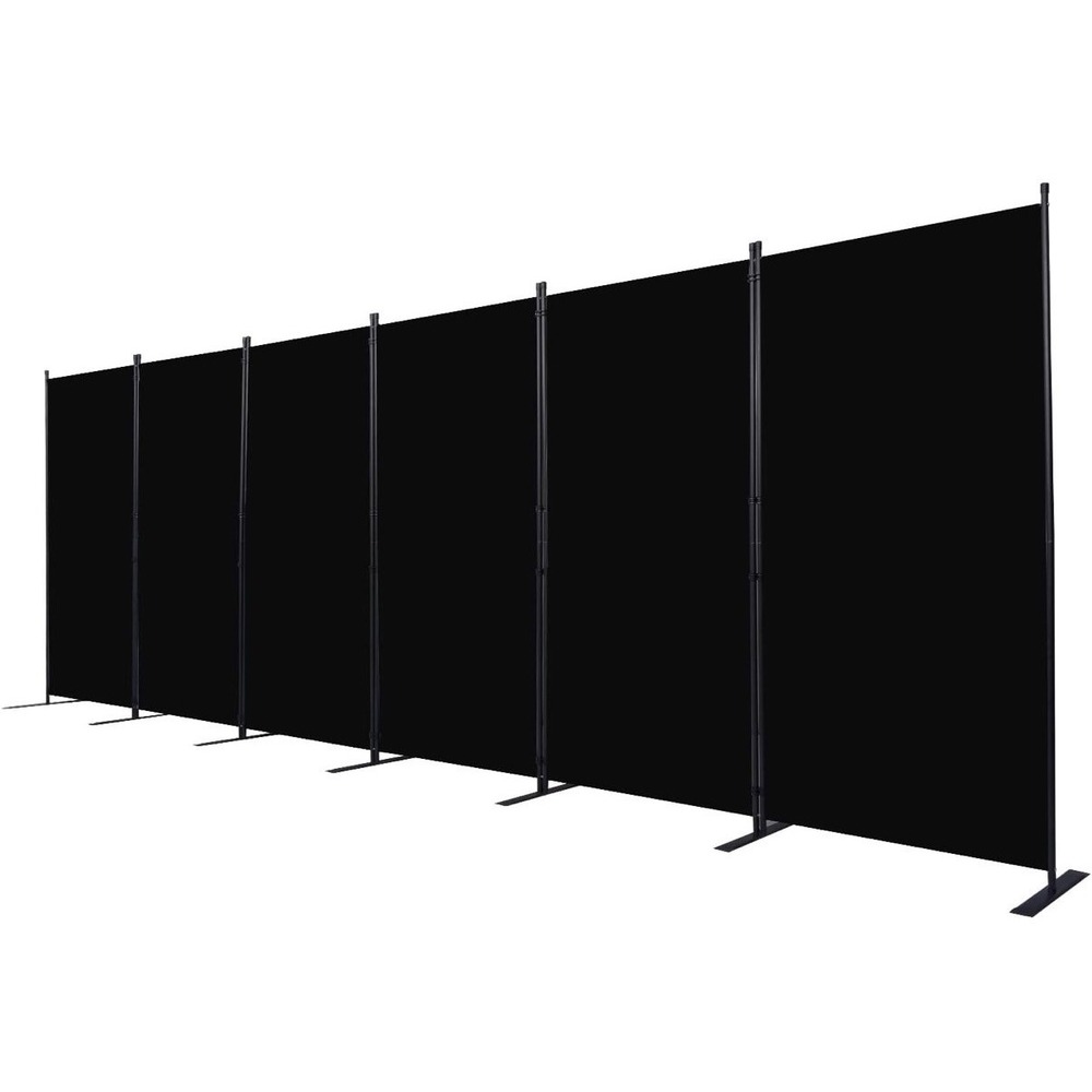 CHOSENM Room Divider 6 Panel Folding Privacy Screen Fabric 204x71 Black Open Box
